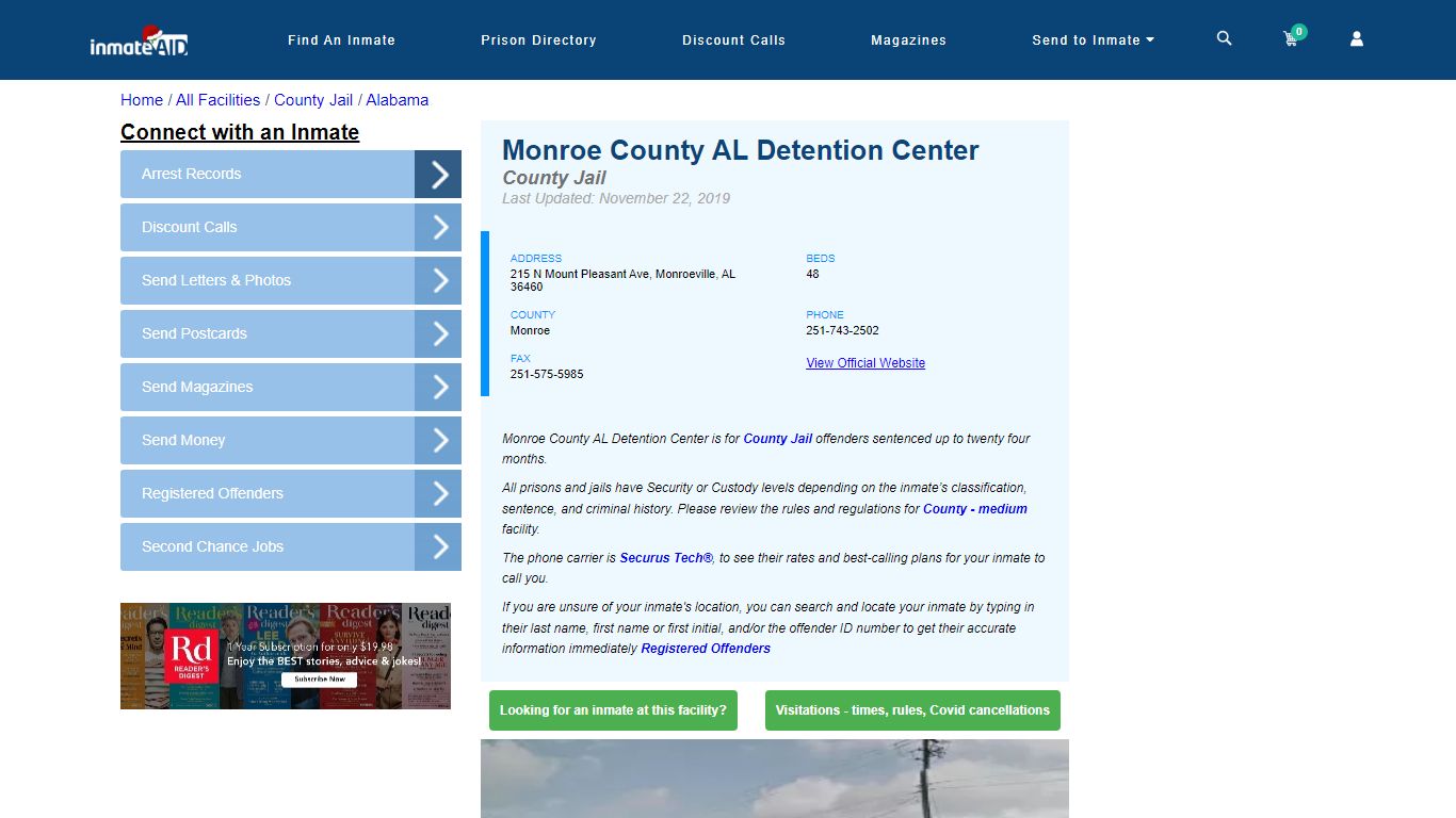 Monroe County AL Detention Center - Inmate Locator - Monroeville, AL
