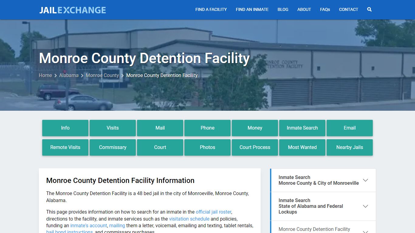 Monroe County Detention Facility, AL Inmate Search, Information
